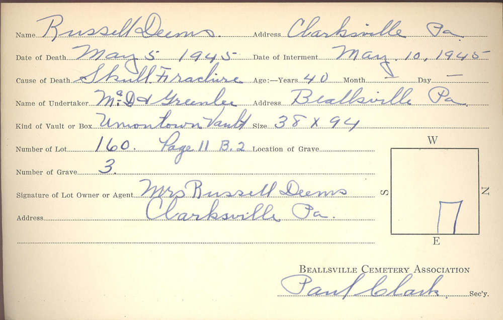 burial card